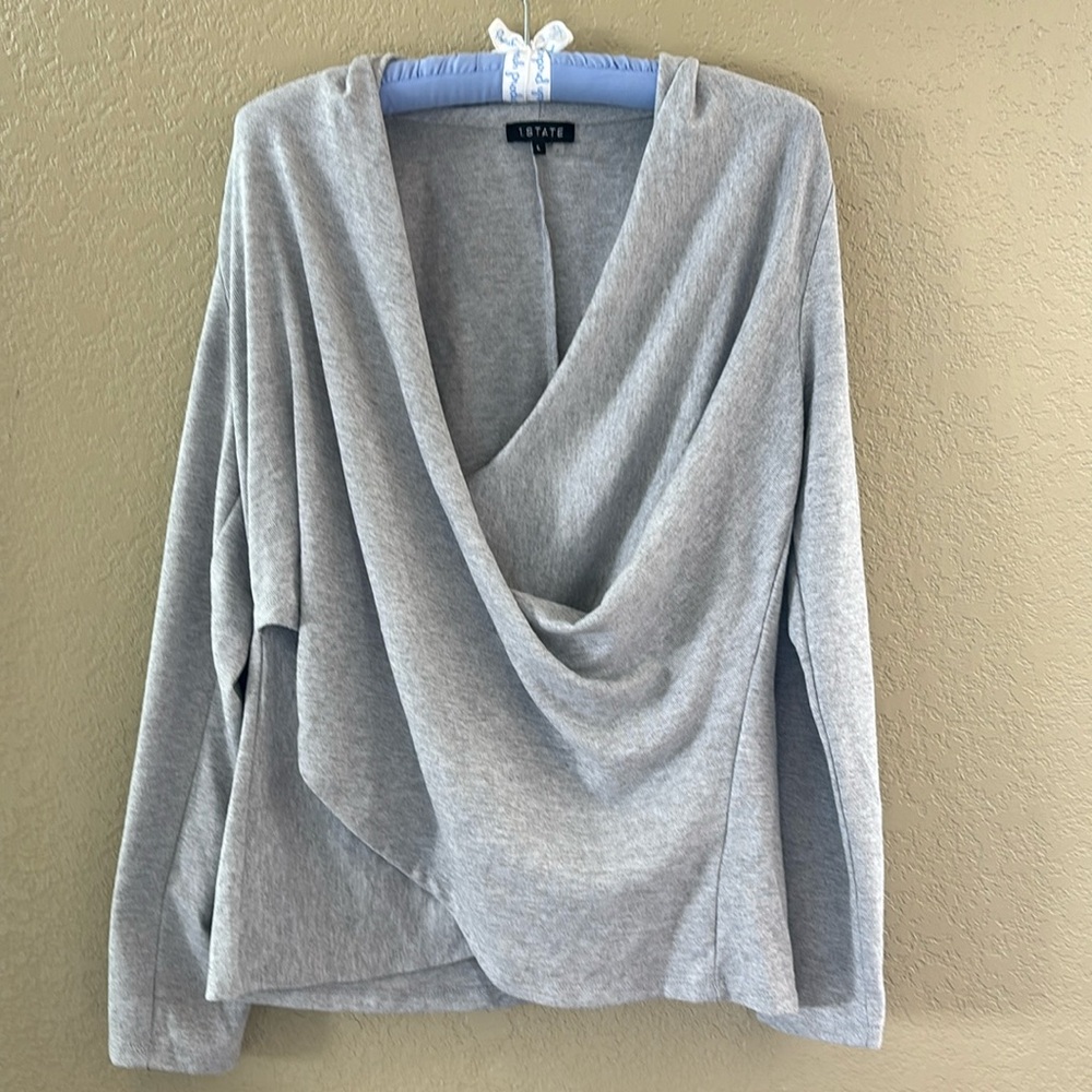1. STATE Gray Faux Wrap Sweater, Size Large, Like New! From Nordstrom, So Pretty